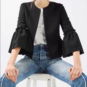 TOPSHOP RAW HEM CROPPED JACKET / SIZE 2